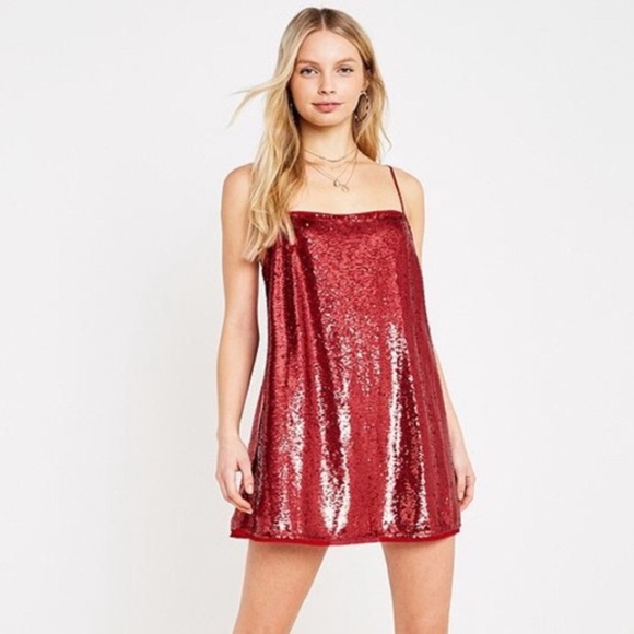 free people red sequin dress